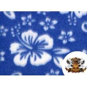  Fleece Printed Floral Hibiscus Blue Fabric By the Yard 