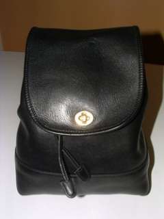 Vintage COACH Womens BLACK Leather BACKPACK Daypack Shoulder Bucket 