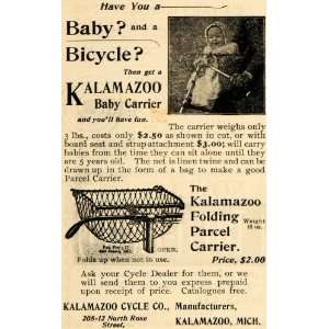  1895 Ad Baby Carrier Bicycle Accessory Kalamazoo Cycle 