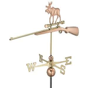 Rifle with Moose Scope Weathervane   Polished Copper 