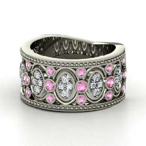  Renaissance Band, Sterling Silver Ring with Pink Sapphire 