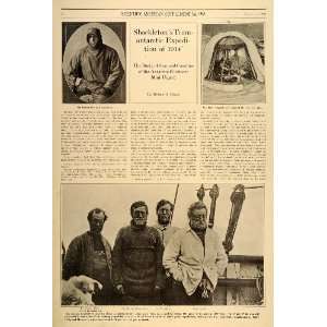 1914 Article Ernest Shackleton Antarctic Expedition   Original Print 