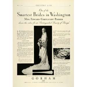 1929 Ad Edward Cortlandt Parker Bride Charlotte Rigg Baltimore Gorham 