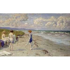 Girls Preparing To Bathe on a Beach by Paul Fischer. Size 30.00 X 18 