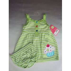   Play Green Stripe Sleeveless Cotton Sundress (Size 12 Months) Baby