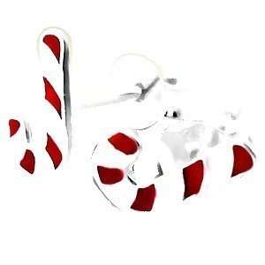  Childrens Candy Cane Sterling Silver Post/stud Earrings 