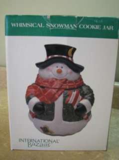 New INTERNATIONAL BAZAAR Christmas SNOWMAN COOKIE JAR  