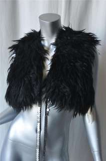 JUICY COUTURE*BIRD*Black Faux Furry Cape Vest NEW S  