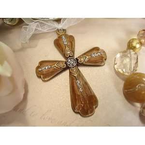  Small light brown cross with stones Toys & Games