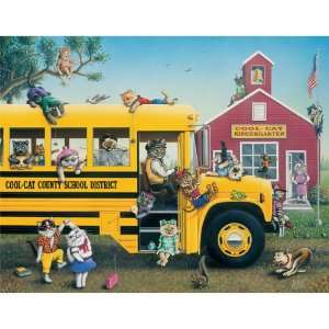  Cool School Cats Floor Puzzle: Toys & Games