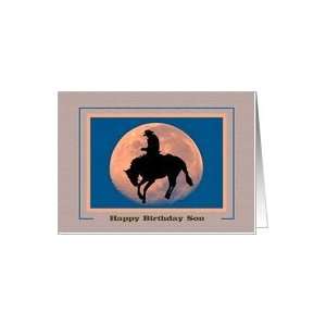    Happy Birthday Son, Bucking Horse in the moon Card: Toys & Games