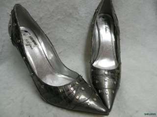   Antonio Studded Silver/Gray Stiletto Heels Pointy Toe 10M EUC  