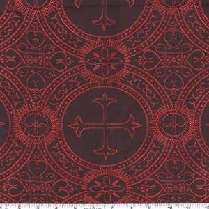  60 Wide Clergy Brocade Red/Black Fabric By The Yard 