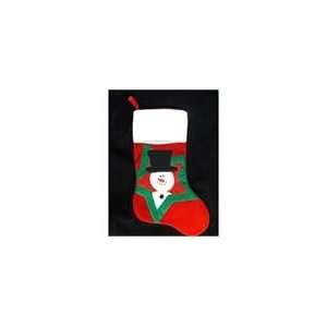  20 Red Velour Textured Snowman Christmas Stocking with 