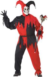 Scary Evil Jester Clown Plus Size Costume Blk/Red 01613  