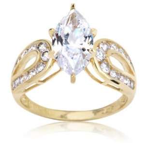   Gold U Shaped Band Marquise Cut Cubic Zirconia Ring 9.0 Jewelry