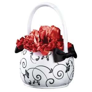  Black & White Flower Basket: Home & Kitchen