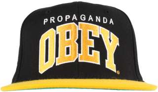 Obey Clothing Throwback Snapback Hat   Black/Gold    