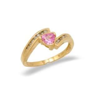  Ladies Diamond & Pink Sapphire Ring in 14K Yellow Gold(TCW 