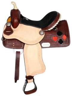 15, 16 Double T Barrel Saddle With Cut Out Card Suite On Skirts 