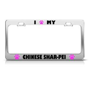 Chinese Shar Pei Paw Love Pet Dog Metal license plate frame Tag Holder