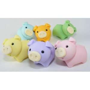  Japanese Iwako Pig Set Six Colors 