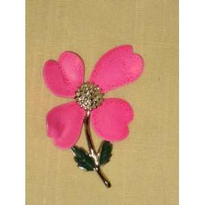 Vintage Sarah Coventry Hot Pink Flower Power Enamel Brooch Pin (Signed 