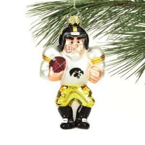  Iowa Hawkeyes Angry Football Player Glass Ornament: Sports 