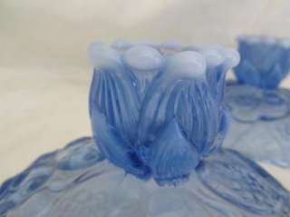 Fenton Water Lily Candle Holders Opalescent  