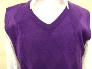   Weight Sweater Vest Argyle Design Daniel Ellissa Purple KV 489  