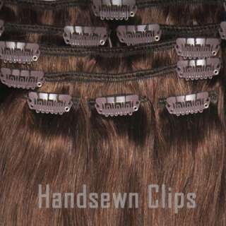   REMY Clip In HUMAN HAIR EXTENSIONS Double Weft DARK AUBURN #33  