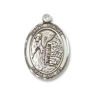 St. Fiacre Sterling Silver Medal with 18 Sterling Chain Patron Saint 