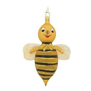  Bee Yellow And Black Glass Ornament