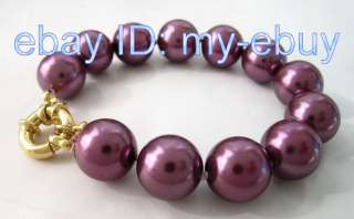 14mm ROUND Wine Red South Sea Shell Bracelet 8  