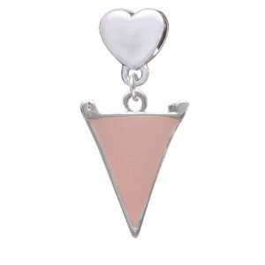  Small Pink Pennant European Heart Charm Dangle Bead 