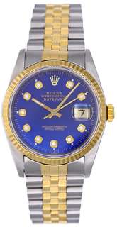 Rolex Datejust Mens 2 Tone Diamond Watch 16233  