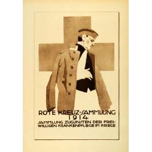 1926 Photogravure Ludwig Hohlwein German WWI Red Cross Poster Wounded 