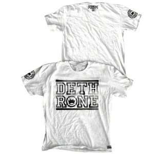  Dethrone White Stencil Stacked T Shirt: Sports & Outdoors