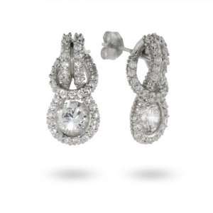   Silver Pave CZ Eternal Love Knot Earrings: Eves Addiction: Jewelry