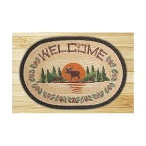  Oval Moose Print Cabin Welcome Rug, Braided Jute: Home 