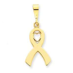  14k Yellow Gold Heart In Awareness Pendant: Jewelry