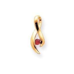  14k Yellow Gold Ruby Diamond Pendant: Jewelry
