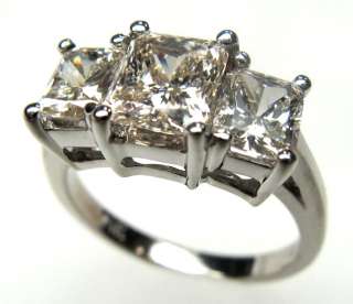 Three Stone Radiant Diamond Ring 14K Gold 2.60 Ct K SI3  