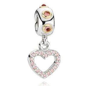 Genuine Pandora Bracelet Charm SILVER+14k Gold HEART DANGLE 790590RHL 