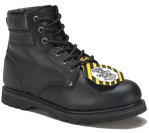 Rhino 65S01 Mens 6 Steel Toe Leather Boot Black  
