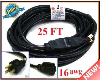   AWG HEAVY DUTY Imdoor/Outdoor Power Extension Cord Cable  BLACK  