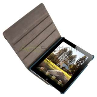  iPad 2 360° Swivel Magnetic Stand Leather Case Cover Navy Blue  