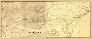 Railroad Train Historic Map Central Ohio 1850  