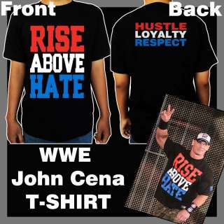 WWE John Cena Hustle HLA RISE ABOVE HATE Black T Shirt Tee  