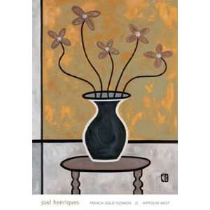   32 in. Henriques French Gold Flowers Canvas Giclee: Home & Kitchen